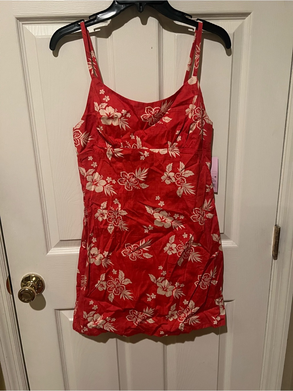 Target Red Tropical Dress with White Floral Print